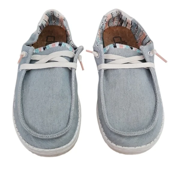 Hey Dude Wendy Boho Light Denim Slip-On Shoes Women’s 7 Casual Comfort Travel - Picture 5 of 13